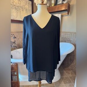 NWT MICHAEL Michael Kors Black Layered V-Neck Blouse size xl